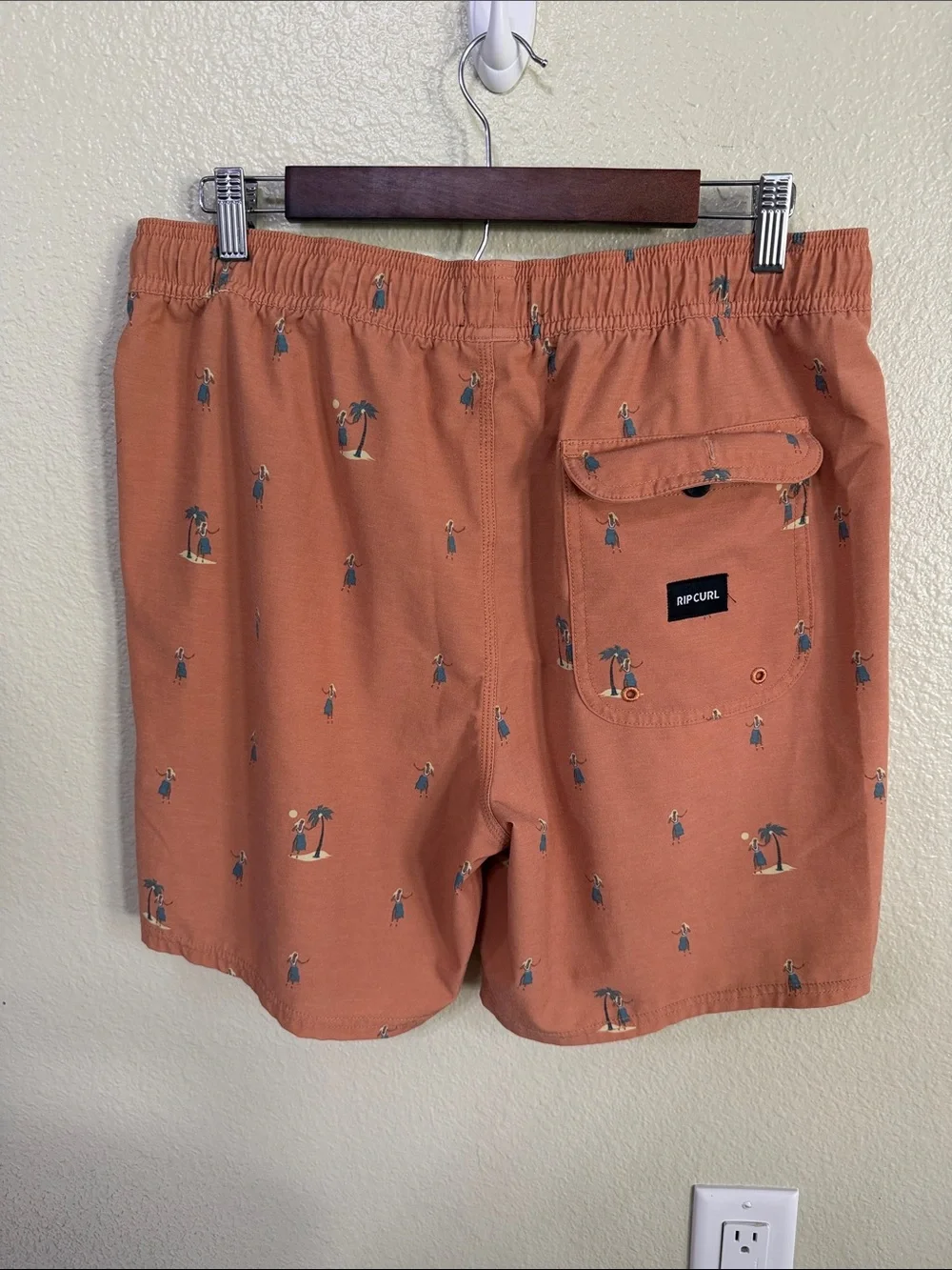 Rip Curl Men's Rust Orange Palm Print Swim Trunks